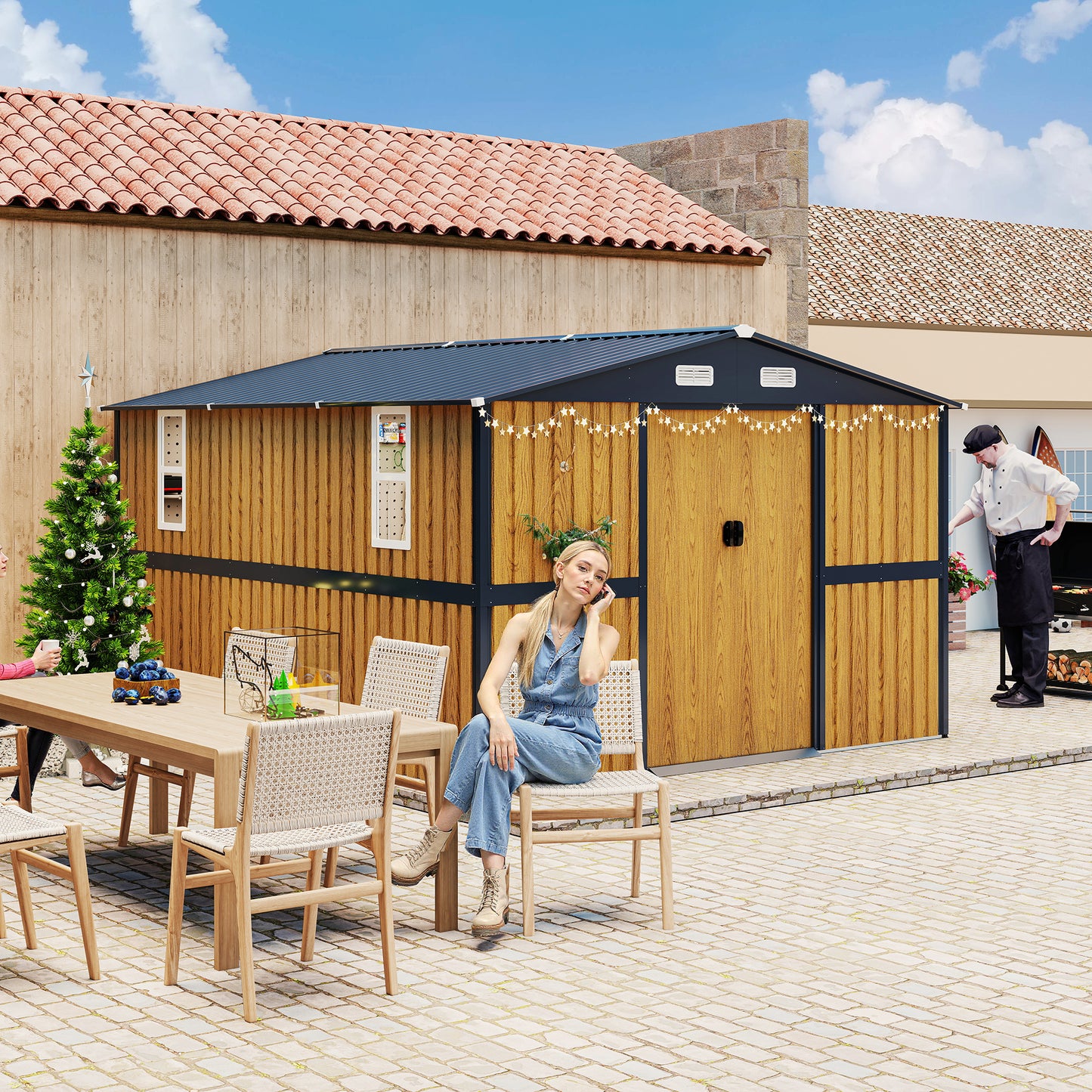 20x20 FT Event Shelter with Detachable Sides and Carport Capability - Equipped with Storage Solutions for Various Outdoor Occasions