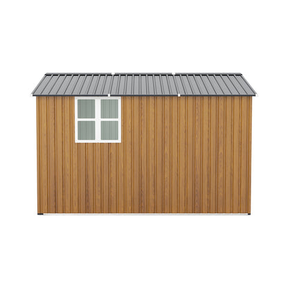 10x12 Ft Outdoor Storage Shed, Extra Large Metal Shed with Lockable Doors, Windows, Outside Steel Tiny House Ideal for Garden, Backyard, Patio Utility, Tool Storage, Chicken Coops