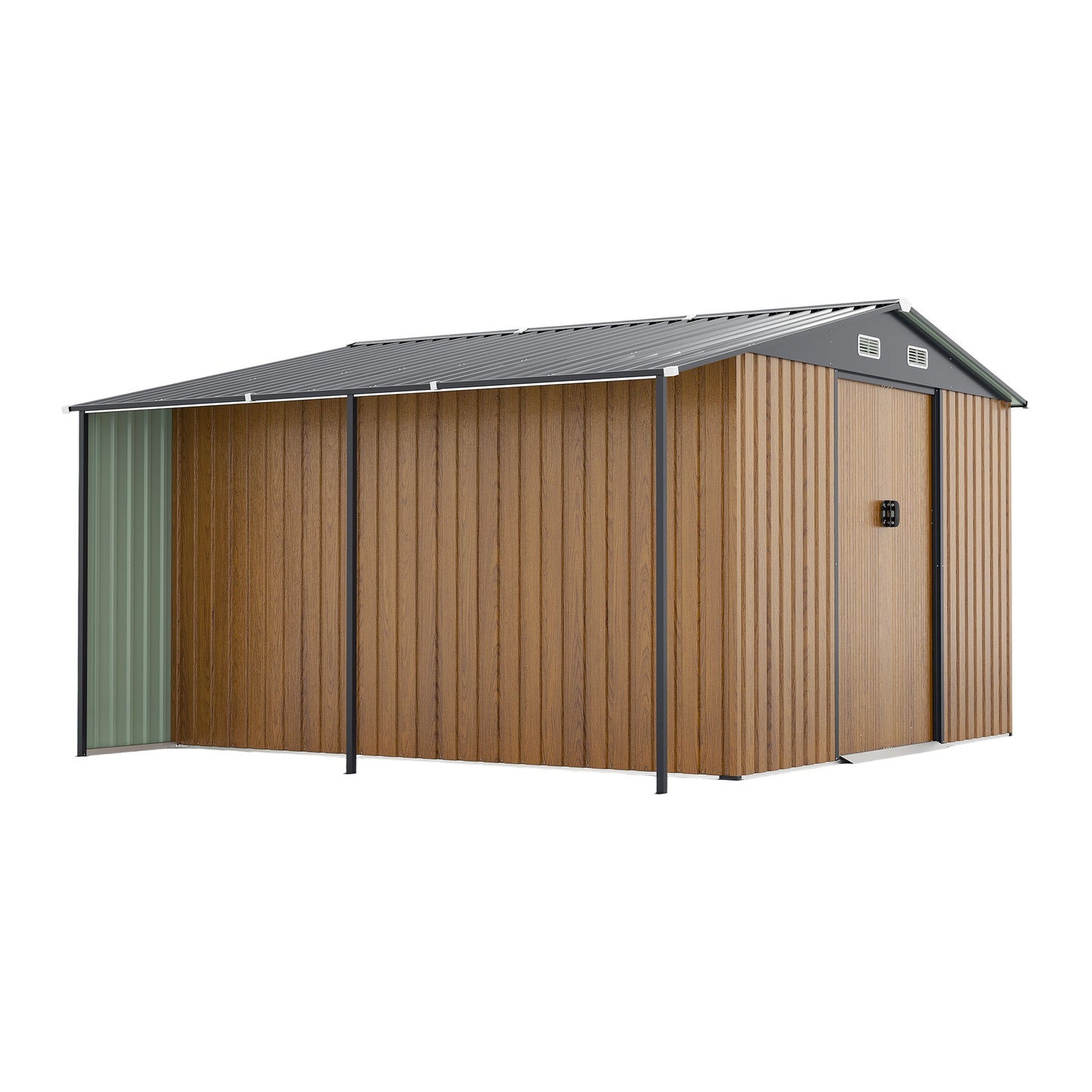 10x12 Ft Outdoor Storage Shed, Extra Large Metal Shed with Lockable Doors, Windows, Outside Steel Tiny House Ideal for Garden, Backyard, Patio Utility, Tool Storage, Chicken Coops