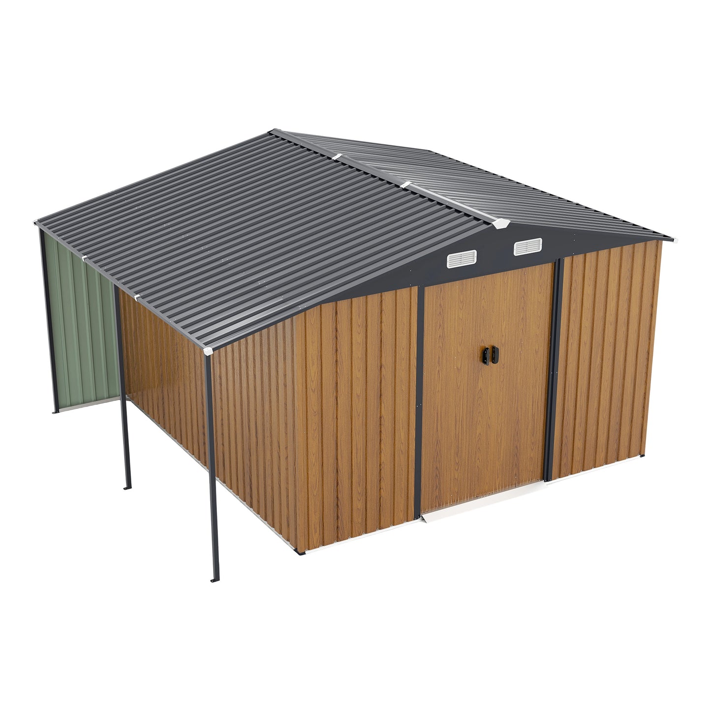10x12 Ft Outdoor Storage Shed, Extra Large Metal Shed with Lockable Doors, Windows, Outside Steel Tiny House Ideal for Garden, Backyard, Patio Utility, Tool Storage, Chicken Coops