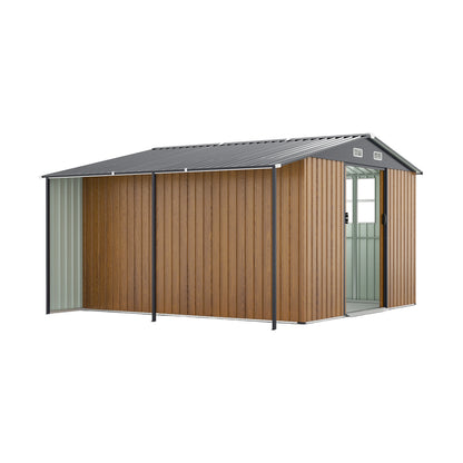 10x12 Ft Outdoor Storage Shed, Extra Large Metal Shed with Lockable Doors, Windows, Outside Steel Tiny House Ideal for Garden, Backyard, Patio Utility, Tool Storage, Chicken Coops