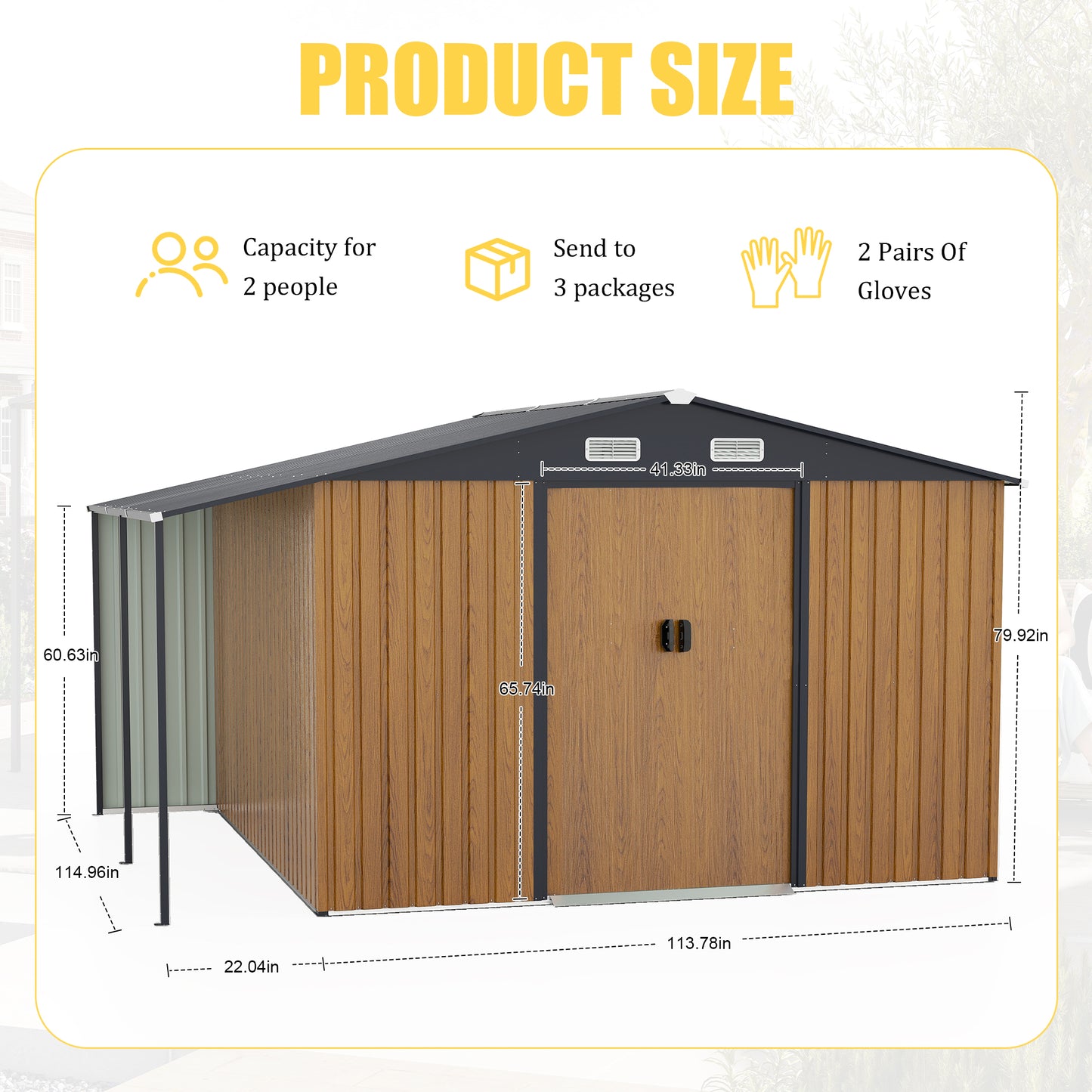 10x12 Ft Outdoor Storage Shed, Extra Large Metal Shed with Lockable Doors, Windows, Outside Steel Tiny House Ideal for Garden, Backyard, Patio Utility, Tool Storage, Chicken Coops