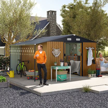 10x12 Ft Outdoor Storage Shed, Extra Large Metal Shed with Lockable Doors, Windows, Outside Steel Tiny House Ideal for Garden, Backyard, Patio Utility, Tool Storage, Chicken Coops