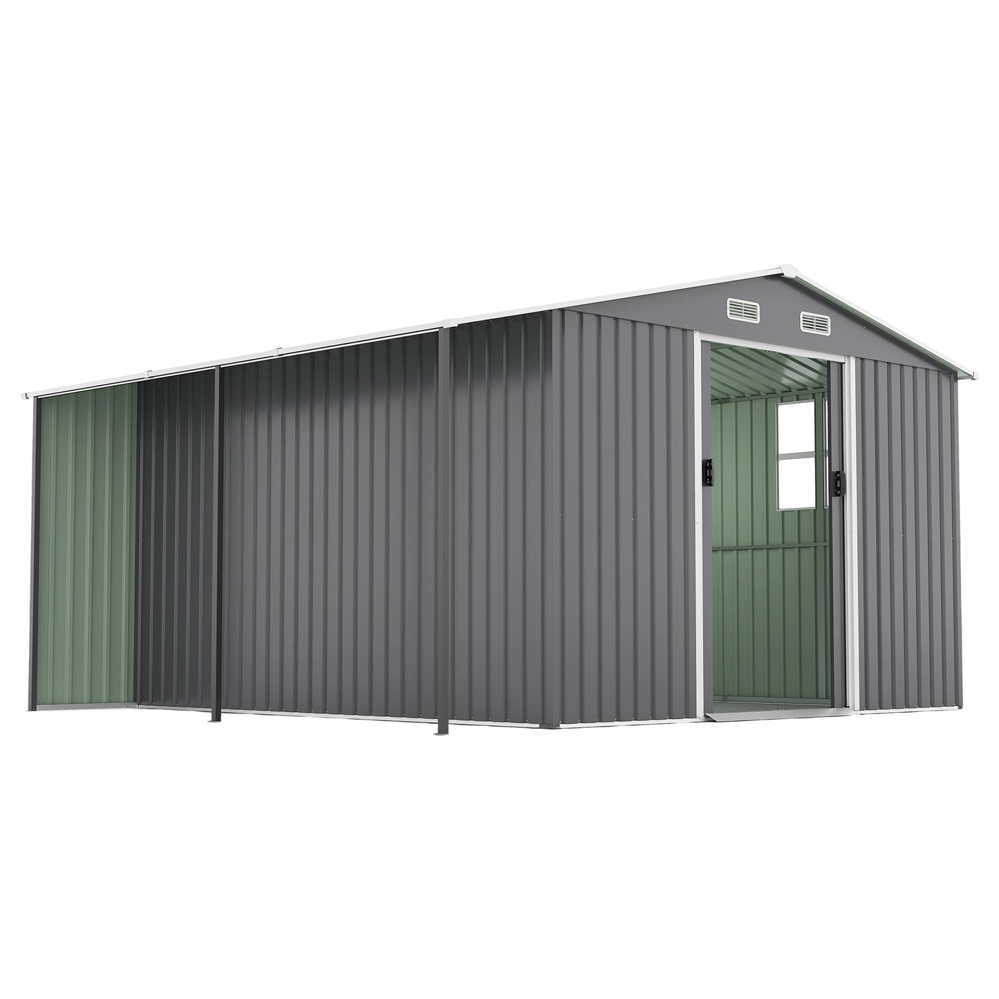 10x12 Ft Outdoor Storage Shed, Extra Large Metal Shed with Lockable Doors, Windows, Outside Steel Tiny House Ideal for Garden, Backyard, Patio Utility, Tool Storage, Chicken Coops