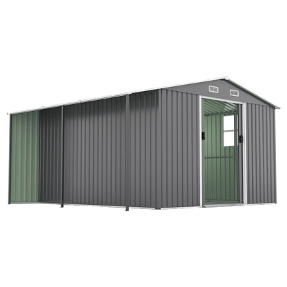 10x12 Ft Outdoor Storage Shed, Extra Large Metal Shed with Lockable Doors, Windows, Outside Steel Tiny House Ideal for Garden, Backyard, Patio Utility, Tool Storage, Chicken Coops