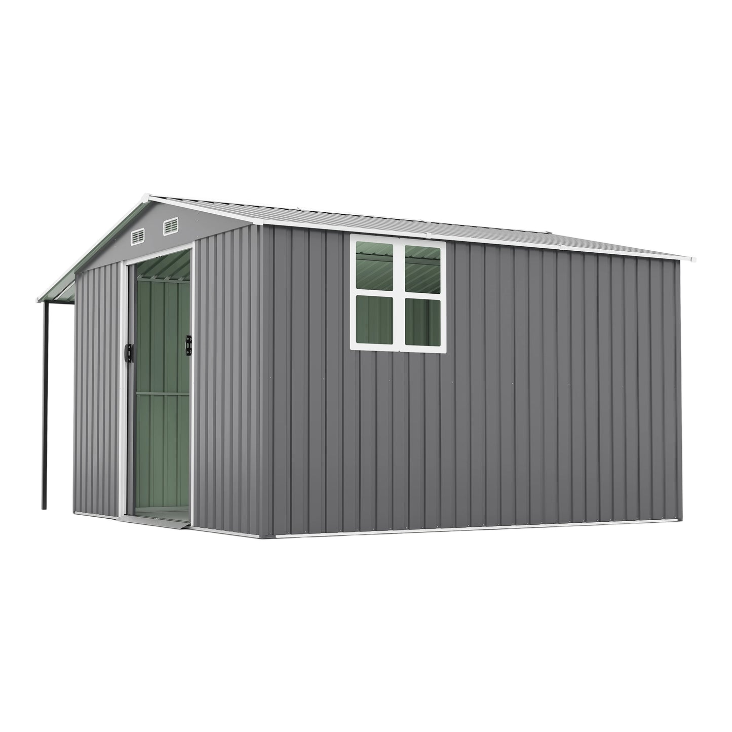 10x12 Ft Outdoor Storage Shed, Extra Large Metal Shed with Lockable Doors, Windows, Outside Steel Tiny House Ideal for Garden, Backyard, Patio Utility, Tool Storage, Chicken Coops