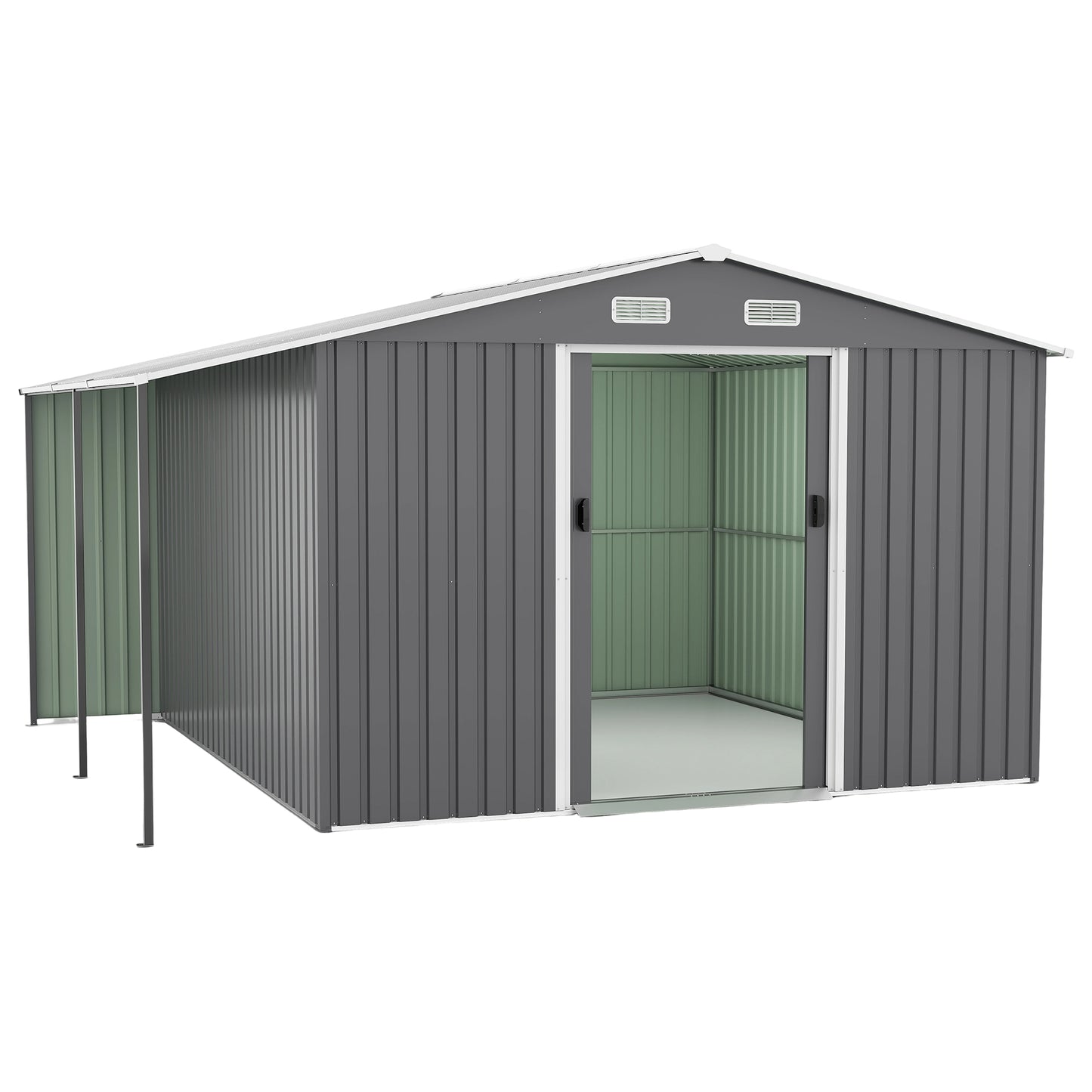 10x12 Ft Outdoor Storage Shed, Extra Large Metal Shed with Lockable Doors, Windows, Outside Steel Tiny House Ideal for Garden, Backyard, Patio Utility, Tool Storage, Chicken Coops
