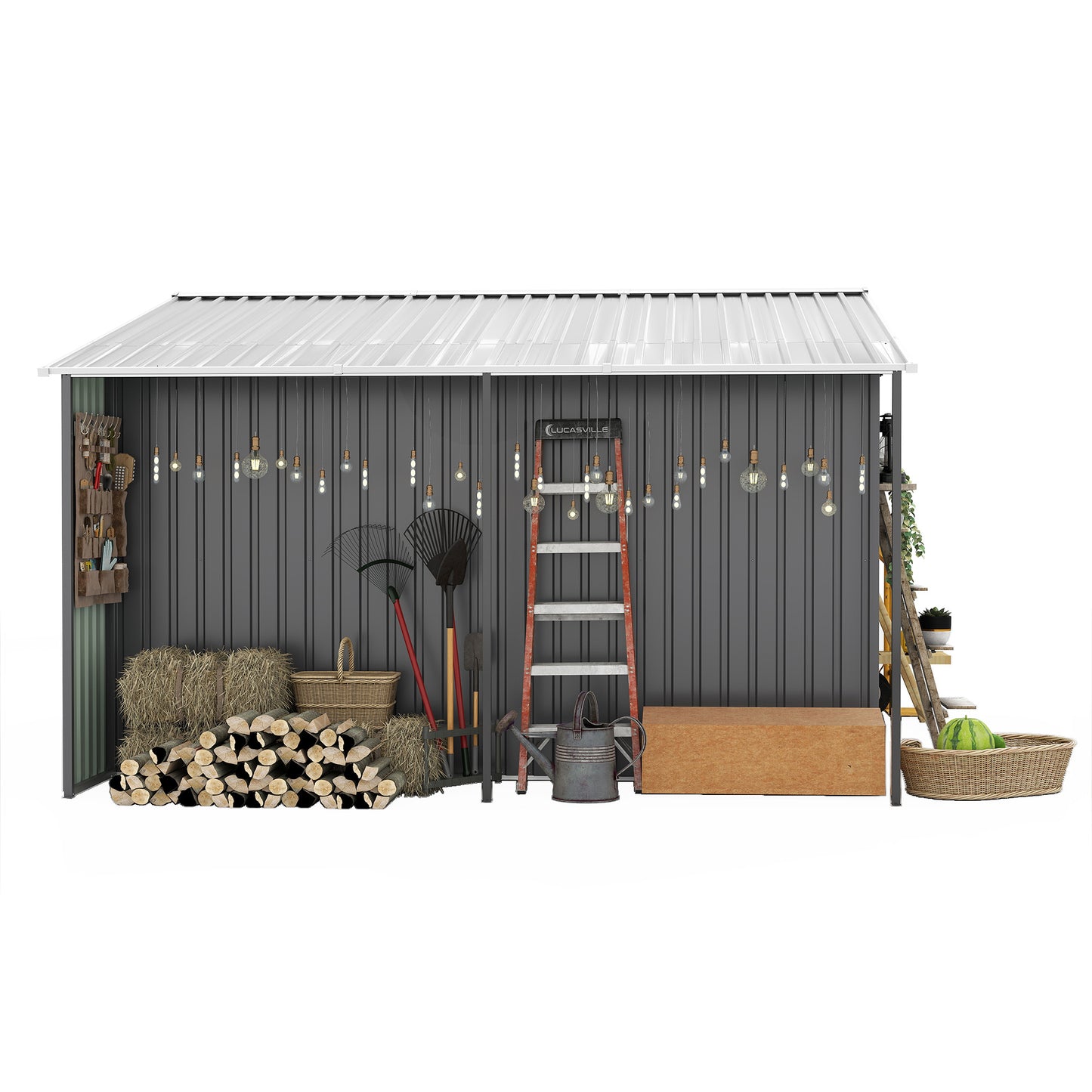 10x12 Ft Outdoor Storage Shed, Extra Large Metal Shed with Lockable Doors, Windows, Outside Steel Tiny House Ideal for Garden, Backyard, Patio Utility, Tool Storage, Chicken Coops