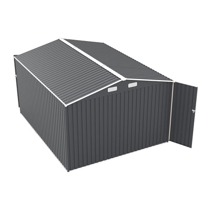 Campcraft Outdoor Storage Shed 9×11 FT with 3 Lockable Doors,Utility Tool Shed Metal Storage Garden Sheds 4 Vents,Metal Sheds with Galvanized Steel Frame,for Backyard,Patio,Lawn,Grey