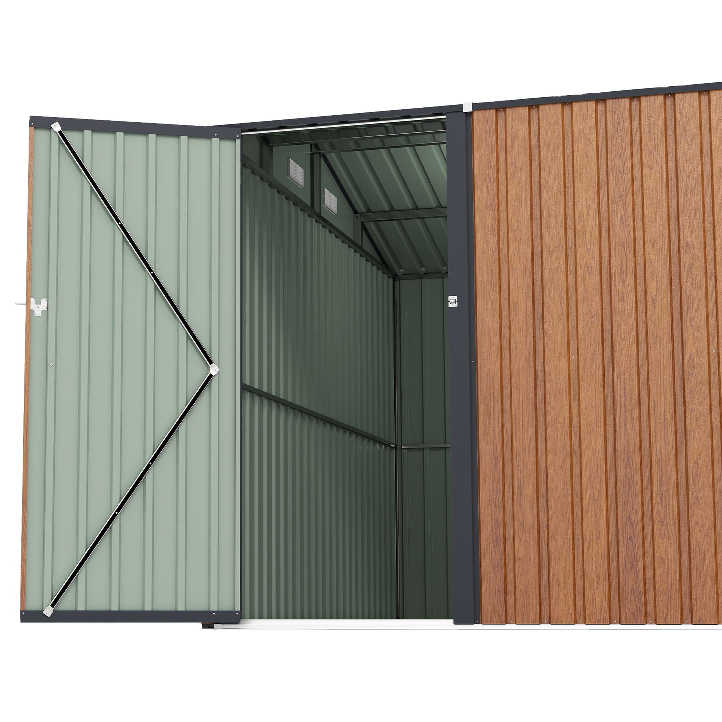 Campcraft Outdoor Storage Shed 9×11 FT with 3 Lockable Doors,Utility Tool Shed Metal Storage Garden Sheds 4 Vents,Metal Sheds with Galvanized Steel Frame,for Backyard,Patio,Lawn,yellow