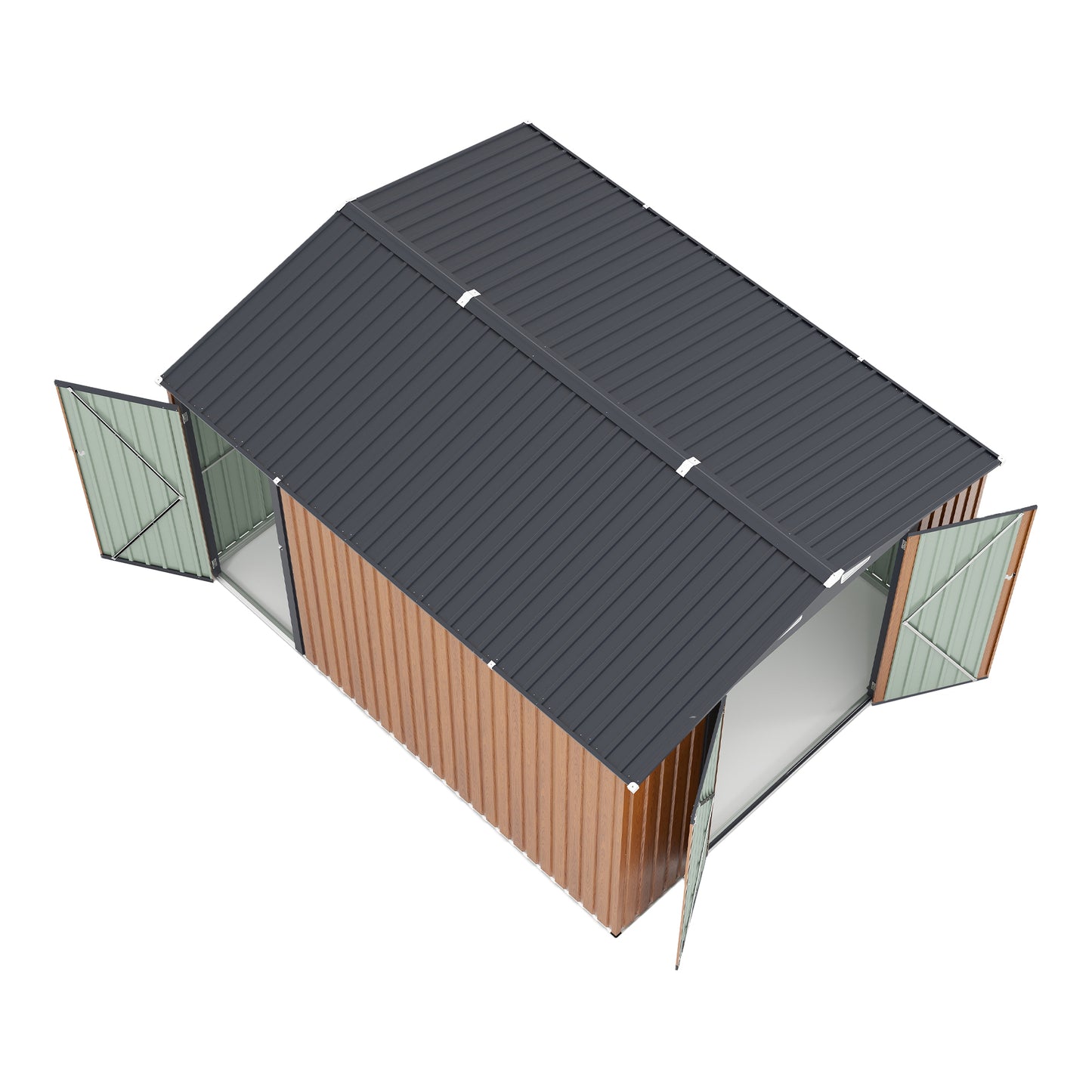 Campcraft Outdoor Storage Shed 9×11 FT with 3 Lockable Doors,Utility Tool Shed Metal Storage Garden Sheds 4 Vents,Metal Sheds with Galvanized Steel Frame,for Backyard,Patio,Lawn,yellow