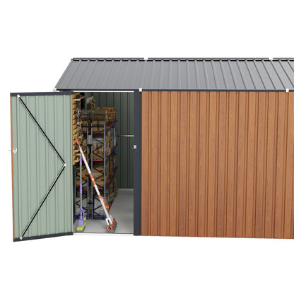 Campcraft Outdoor Storage Shed 9×11 FT with 3 Lockable Doors,Utility Tool Shed Metal Storage Garden Sheds 4 Vents,Metal Sheds with Galvanized Steel Frame,for Backyard,Patio,Lawn,yellow