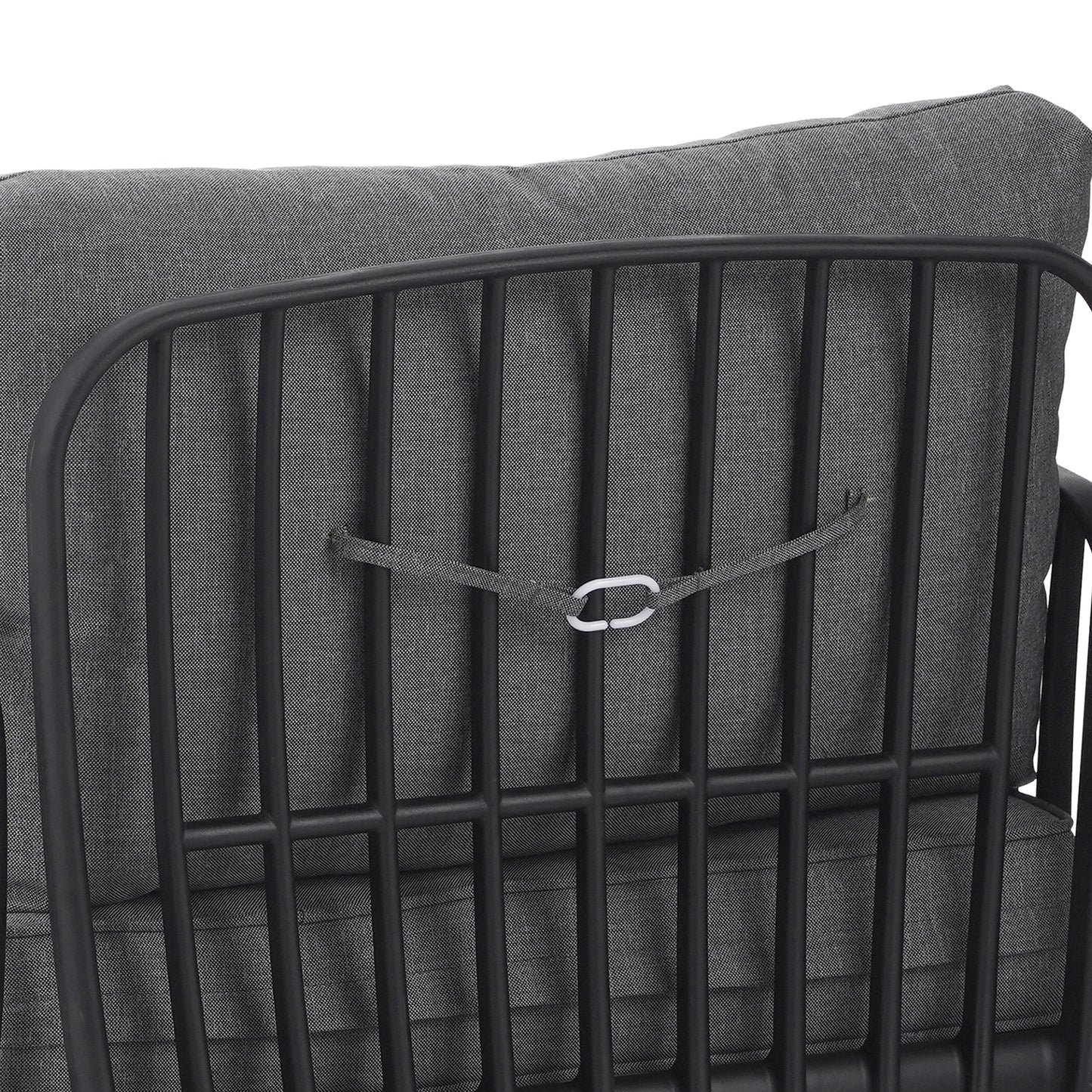 5 Piece Patio Conversation Sets, Modern Outdoor Patio Sectional Furniture Set with Square Coffee Table, Waterproof Thick Cushion Deep Seating for Porch, Balcony, Black & Dark Gray