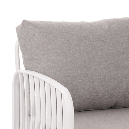 5 Piece Patio Conversation Sets, Modern Outdoor Patio Sectional Furniture Set with Square Coffee Table, Waterproof Thick Cushion Deep Seating for Porch, Balcony, White & Light Gray