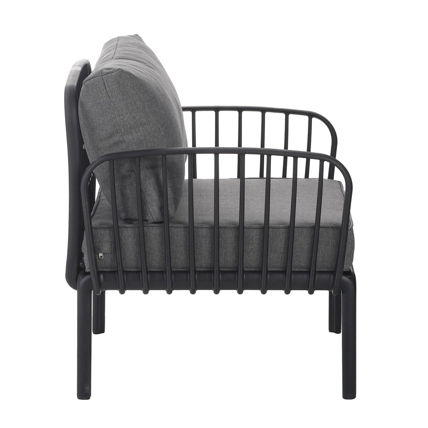 Outdoor Patio Club Chair, Modern Patio Furniture, Waterproof Thick Cushion Deep Seating for Porch, Balcony, Black & Dark Gray