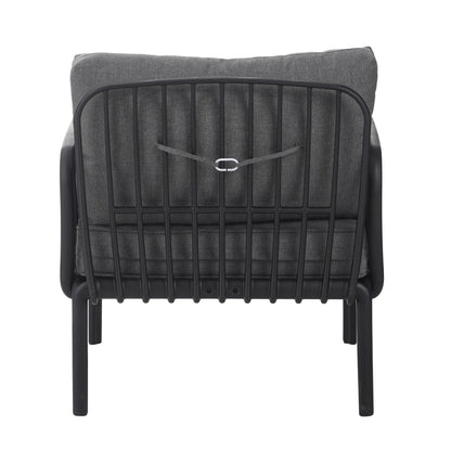 Outdoor Patio Club Chair, Modern Patio Furniture, Waterproof Thick Cushion Deep Seating for Porch, Balcony, Black & Dark Gray