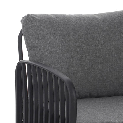 Outdoor Patio Club Chair, Modern Patio Furniture, Waterproof Thick Cushion Deep Seating for Porch, Balcony, Black & Dark Gray