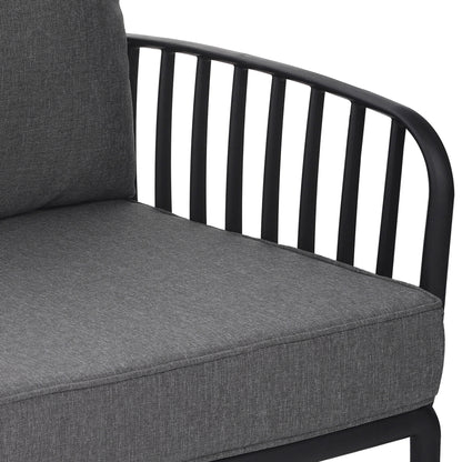 Outdoor Patio Club Chair, Modern Patio Furniture, Waterproof Thick Cushion Deep Seating for Porch, Balcony, Black & Dark Gray