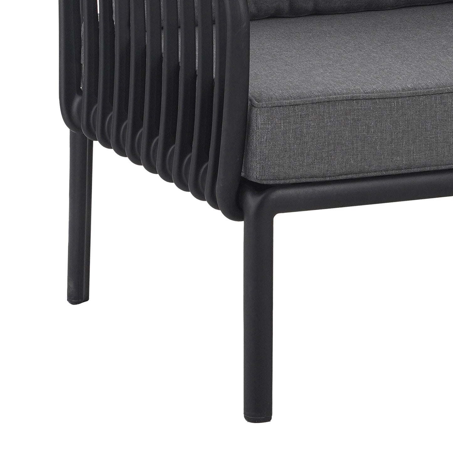 Outdoor Patio Club Chair, Modern Patio Furniture, Waterproof Thick Cushion Deep Seating for Porch, Balcony, Black & Dark Gray