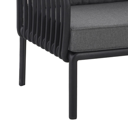 Outdoor Patio Club Chair, Modern Patio Furniture, Waterproof Thick Cushion Deep Seating for Porch, Balcony, Black & Dark Gray