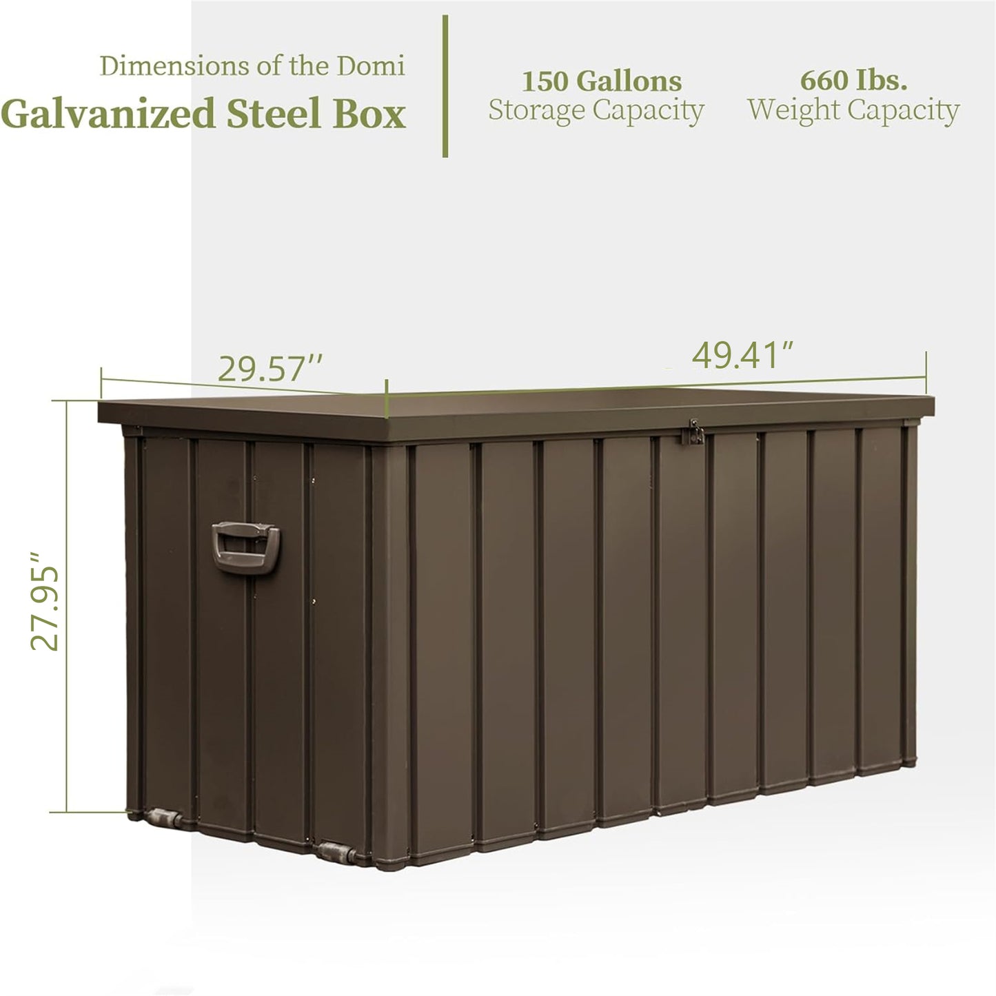 150 Gallon Outdoor Storage Deck Box Waterproof, Large Patio Storage Bin for Outside Cushions, Throw Pillows, Garden Tools, Lockable, Resin bottom (Dark Brown)