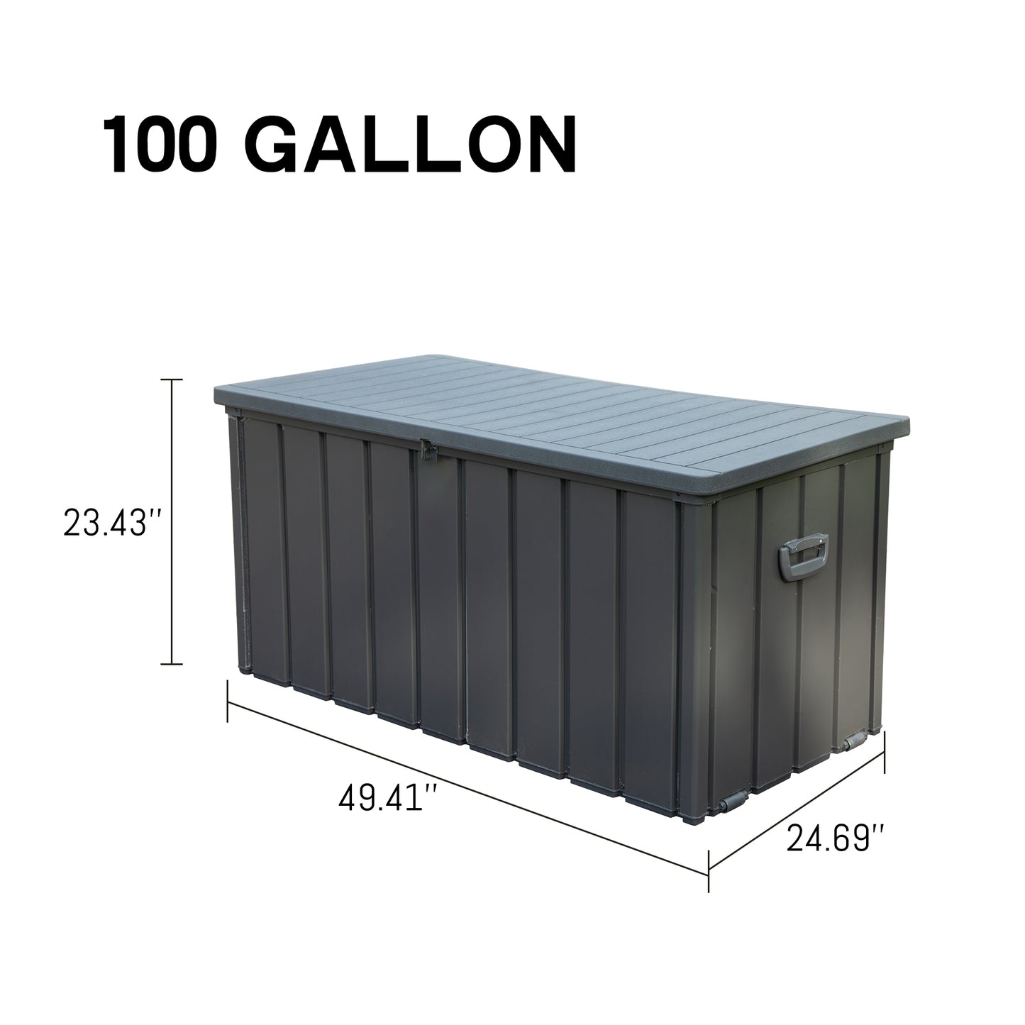 100 Gallon Outdoor Storage Deck Box Waterproof, Large Patio Storage Bin for Outside Cushions, Throw Pillows, Garden Tools, Lockable (Dark Gray)