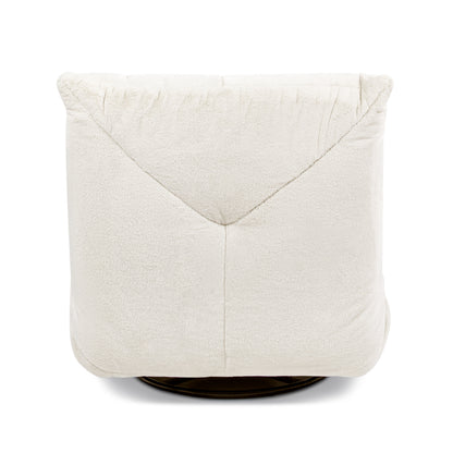 Rearden 35.5" Swivel Glider Manual Recliner Gaming Lounge Chair, Pearl White Short Faux Fur