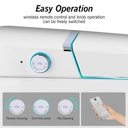 Smart Toilet Bidet Combo with Self-Cleaning Nozzle, Heated Seat, Night Light, Knob Control, Power Outage Flushing, Soft Close, Auto Flush, with Remote Control
