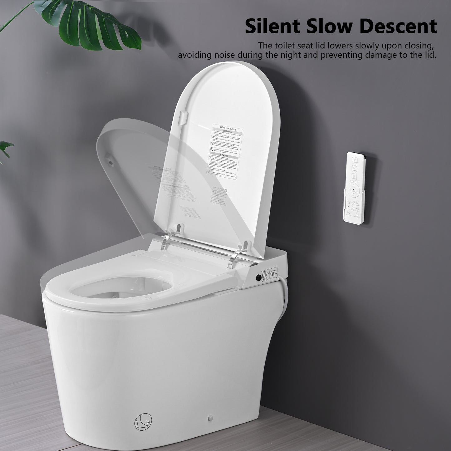 Smart Toilet Bidet Combo with Foot Sensor Open Cover/Seat, LED Display, Self-Cleaning Nozzle, Heated Seat, Night Light, Knob Control, Soft Close, Auto Flush, with Remote Control