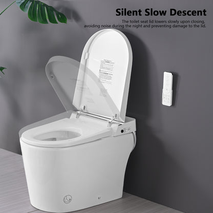 Smart Toilet Bidet Combo with Foot Sensor Open Cover/Seat, LED Display, Self-Cleaning Nozzle, Heated Seat, Night Light, Knob Control, Soft Close, Auto Flush, with Remote Control
