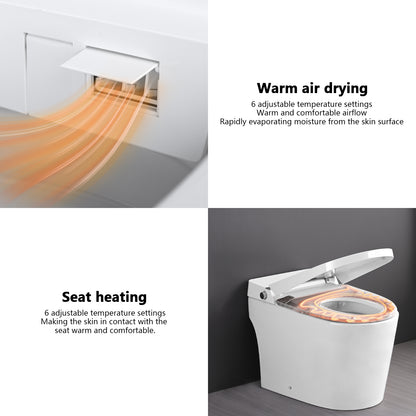 Smart Toilet Bidet Combo with Foot Sensor Open Cover/Seat, LED Display, Self-Cleaning Nozzle, Heated Seat, Night Light, Knob Control, Soft Close, Auto Flush, with Remote Control
