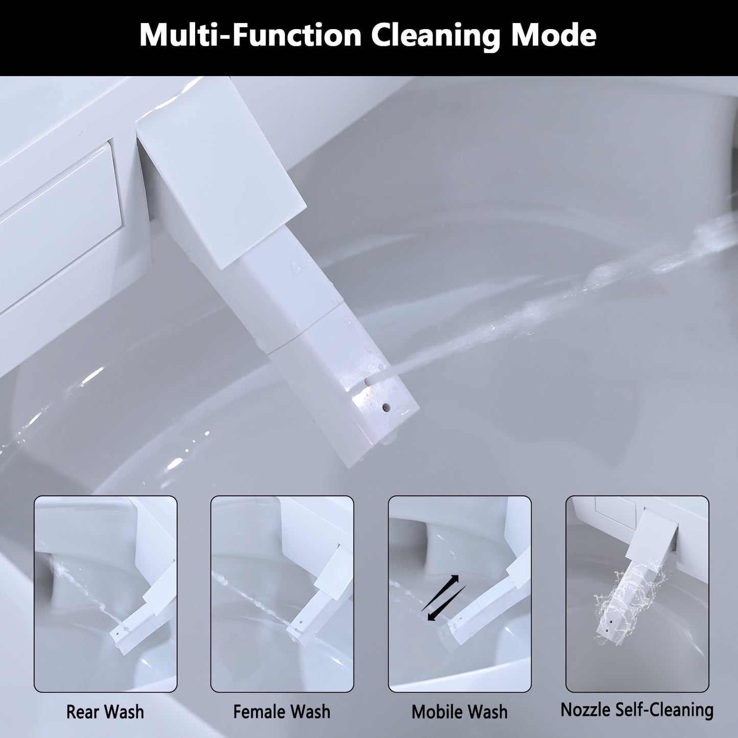 Smart Toilet Bidet Combo with Foot Sensor Open Cover/Seat, LED Display, Self-Cleaning Nozzle, Heated Seat, Night Light, Knob Control, Soft Close, Auto Flush, with Remote Control