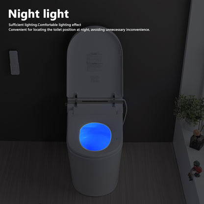 Smart Toilet Bidet Combo with Foot Sensor Open Cover/Seat, LED Display, Self-Cleaning Nozzle, Heated Seat, Night Light, Knob Control, Soft Close, Auto Flush, with Remote Control