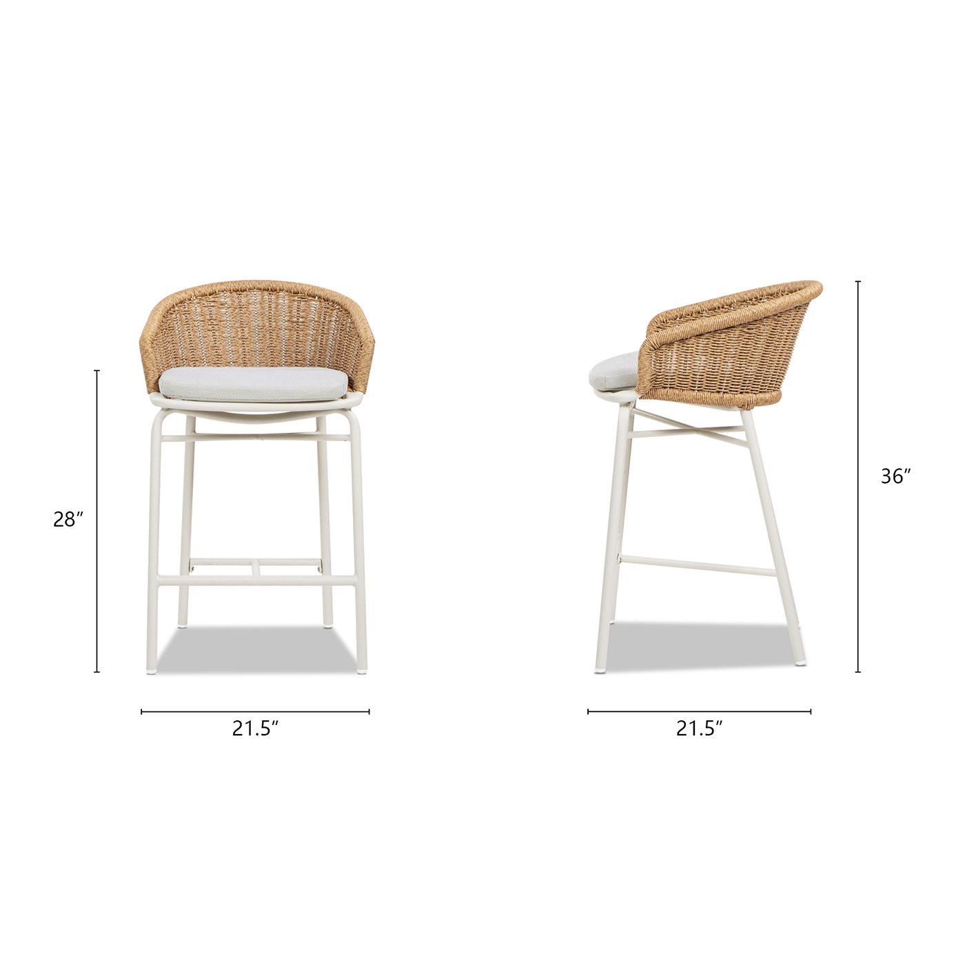 28" Wicker Back Outdoor Bar Stool, Set of 2, Wheat Beige Axroma Olefin
