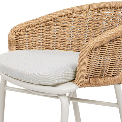 28" Wicker Back Outdoor Bar Stool, Set of 2, Wheat Beige Axroma Olefin