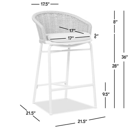 28" Wicker Back Outdoor Bar Stool, Set of 2, Wheat Beige Axroma Olefin