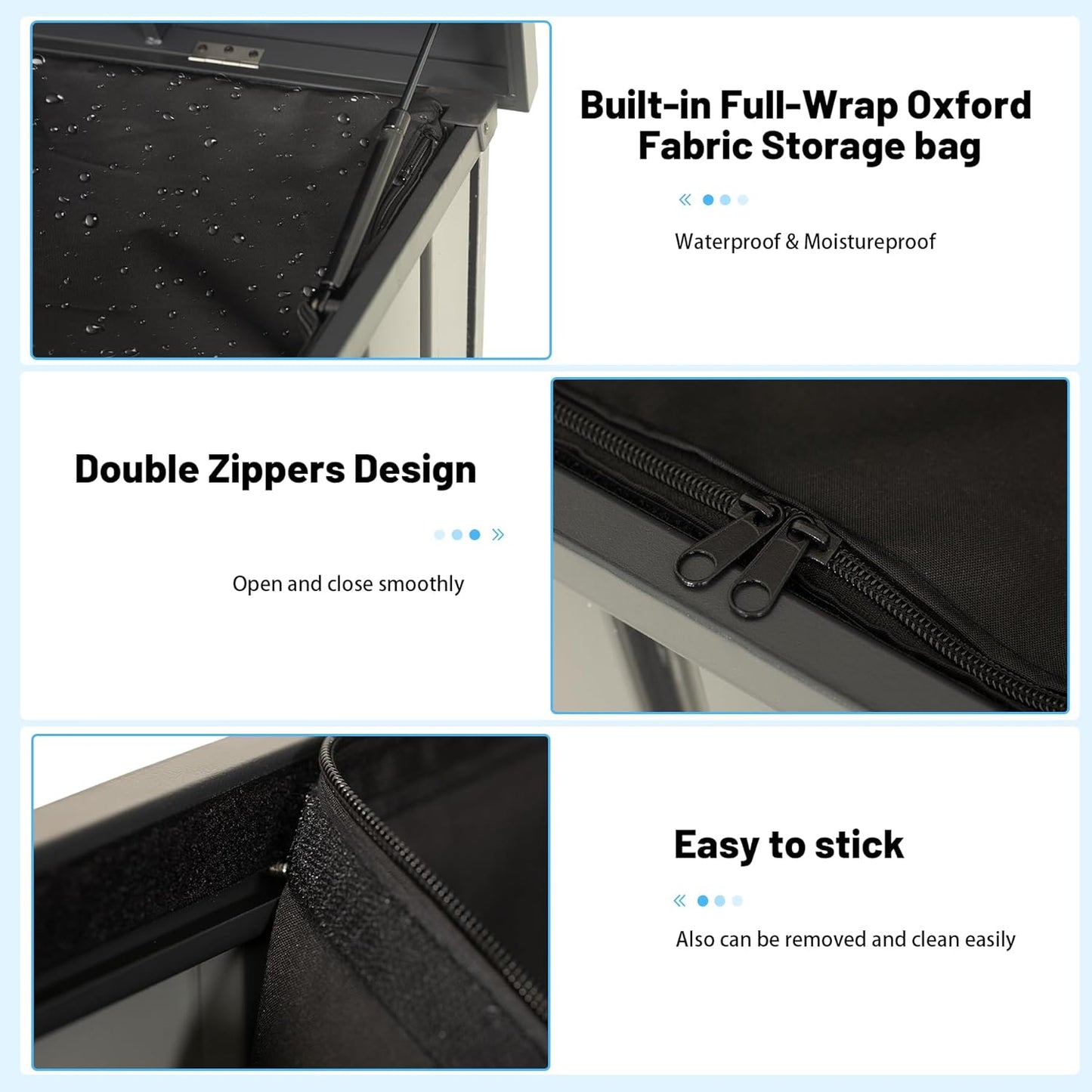 Outdoor Storage Box, 120 Gallon Metal Deck Box Built-in a Oxford Fabric Storage Bag, Lockable & Waterproof Outside Patio Storage Box for Cushions, Pillows, Tools, Pool Floats- Gray