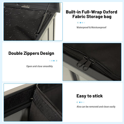 Outdoor Storage Box, 120 Gallon Metal Deck Box Built-in a Oxford Fabric Storage Bag, Lockable & Waterproof Outside Patio Storage Box for Cushions, Pillows, Tools, Pool Floats- Gray