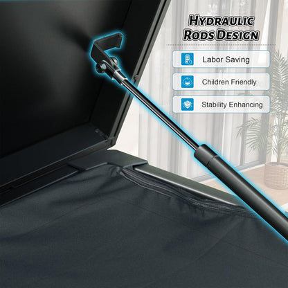 Outdoor Storage Box, 120 Gallon Metal Deck Box Built-in a Oxford Fabric Storage Bag, Lockable & Waterproof Outside Patio Storage Box for Cushions, Pillows, Tools, Pool Floats- Gray