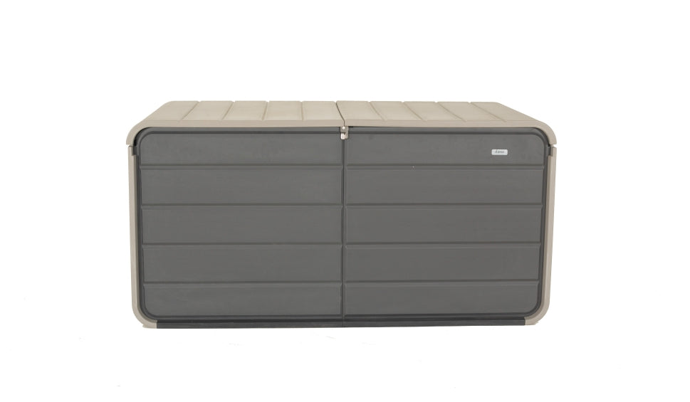 260 Gallon Plastic Deck Box, Large Patio Storage Box with Lock, Wheels & Waterproof Lid for Outdoor Cushions, Garden and Pool Supplies (Gray)