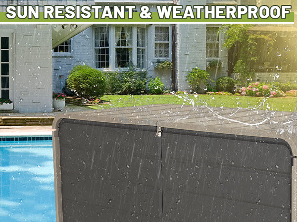 260 Gallon Plastic Deck Box, Large Patio Storage Box with Lock, Wheels & Waterproof Lid for Outdoor Cushions, Garden and Pool Supplies (Gray)