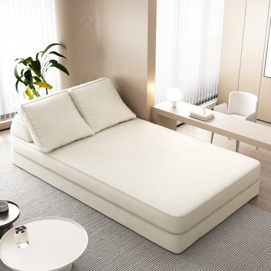 86.6"Multifunctional Convertible Sofa Bed with 2 Removable Backrests and 2 Pillows,Fuffy Chenille Fabric Sofa,Chaise Lounge,Game Pad,DIY Modern Upholstered Couch,Deep Seat Couch for Living Room,Office