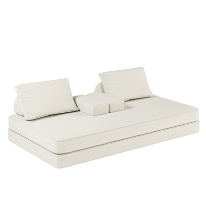 86.6"Multifunctional Convertible Sofa Bed with 2 Removable Backrests and 2 Pillows,Fuffy Chenille Fabric Sofa,Chaise Lounge,Game Pad,DIY Modern Upholstered Couch,Deep Seat Couch for Living Room,Office