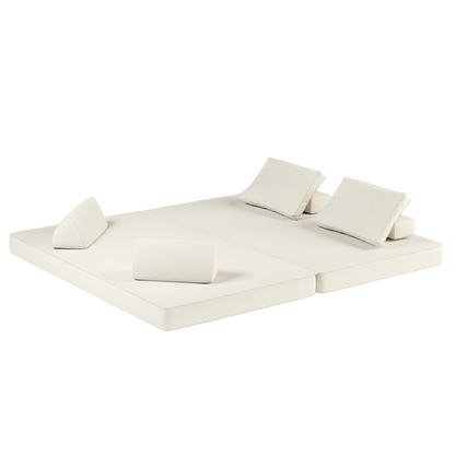 86.6"Multifunctional Convertible Sofa Bed with 2 Removable Backrests and 2 Pillows,Fuffy Chenille Fabric Sofa,Chaise Lounge,Game Pad,DIY Modern Upholstered Couch,Deep Seat Couch for Living Room,Office