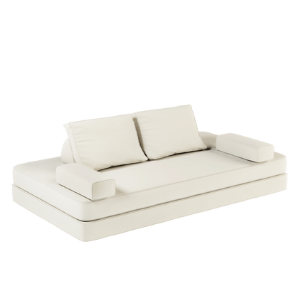 86.6"Multifunctional Convertible Sofa Bed with 2 Removable Backrests and 2 Pillows,Fuffy Chenille Fabric Sofa,Chaise Lounge,Game Pad,DIY Modern Upholstered Couch,Deep Seat Couch for Living Room,Office