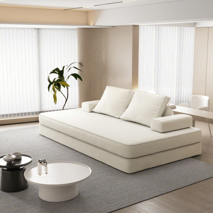 86.6"Multifunctional Convertible Sofa Bed with 2 Removable Backrests and 2 Pillows,Fuffy Chenille Fabric Sofa,Chaise Lounge,Game Pad,DIY Modern Upholstered Couch,Deep Seat Couch for Living Room,Office