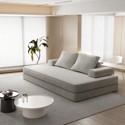 86.6"Multifunctional Convertible Sofa Bed with 2 Removable Backrests and 2 Pillows,Fuffy Chenille Fabric Sofa,Chaise Lounge,Game Pad,DIY Modern Upholstered Couch,Deep Seat Couch for Living Room,Office