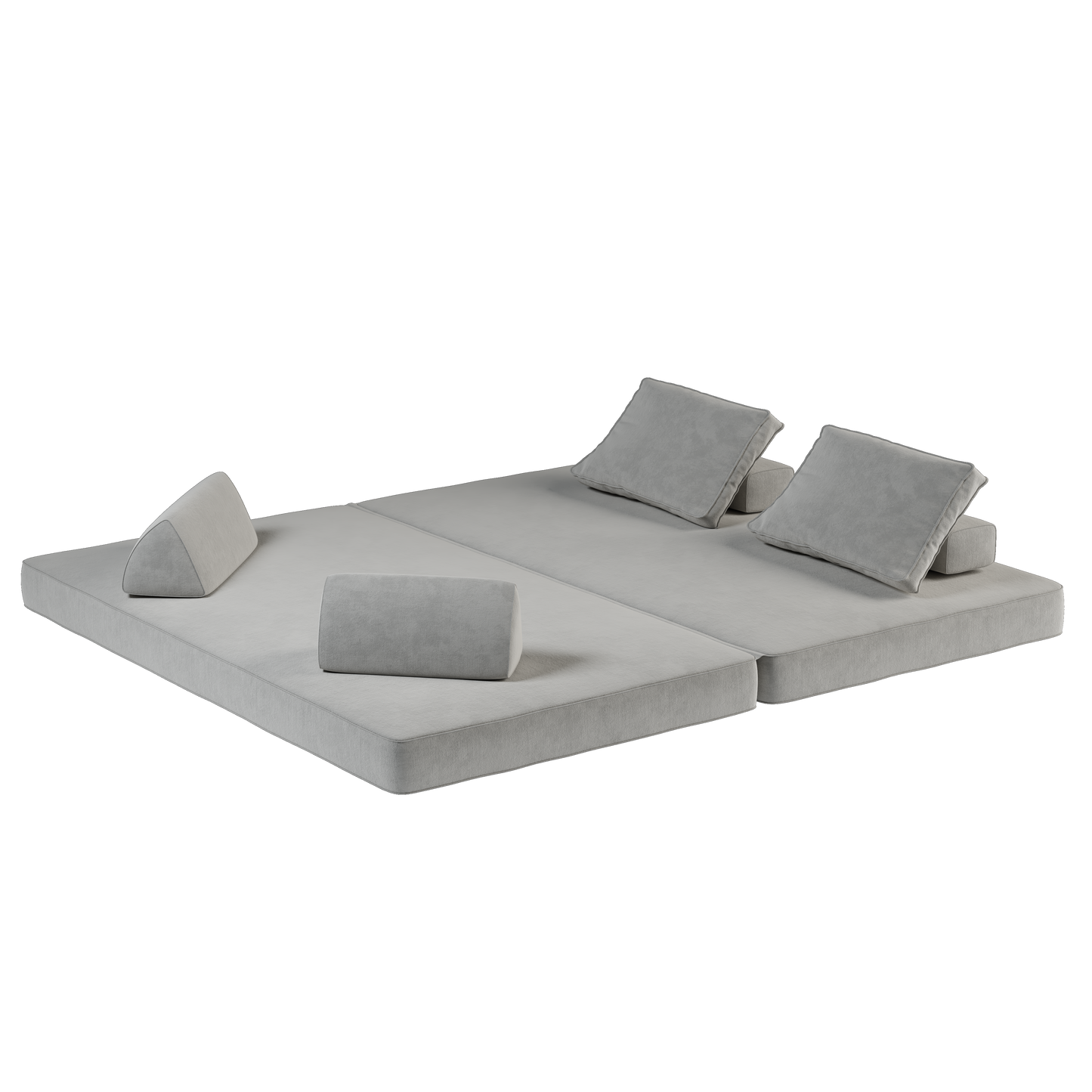 86.6"Multifunctional Convertible Sofa Bed with 2 Removable Backrests and 2 Pillows,Fuffy Chenille Fabric Sofa,Chaise Lounge,Game Pad,DIY Modern Upholstered Couch,Deep Seat Couch for Living Room,Office