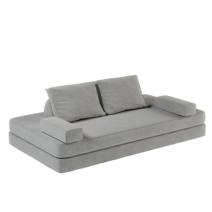 86.6"Multifunctional Convertible Sofa Bed with 2 Removable Backrests and 2 Pillows,Fuffy Chenille Fabric Sofa,Chaise Lounge,Game Pad,DIY Modern Upholstered Couch,Deep Seat Couch for Living Room,Office