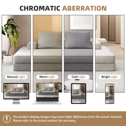 86.6"Multifunctional Convertible Sofa Bed with 2 Removable Backrests and 2 Pillows,Fuffy Chenille Fabric Sofa,Chaise Lounge,Game Pad,DIY Modern Upholstered Couch,Deep Seat Couch for Living Room,Office